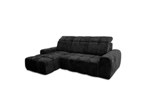 Canapé d'angle gauche relax électrique TRADA KRABI-M-KIA869-L 3 places Tissu noir avec coffre de rangement