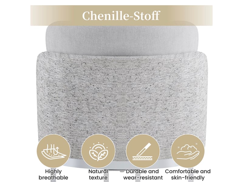  Lot de 4 chaises de salle à manger,61,5x53,5x86 cm,chenille,gris clair et argenté  - Conforama E