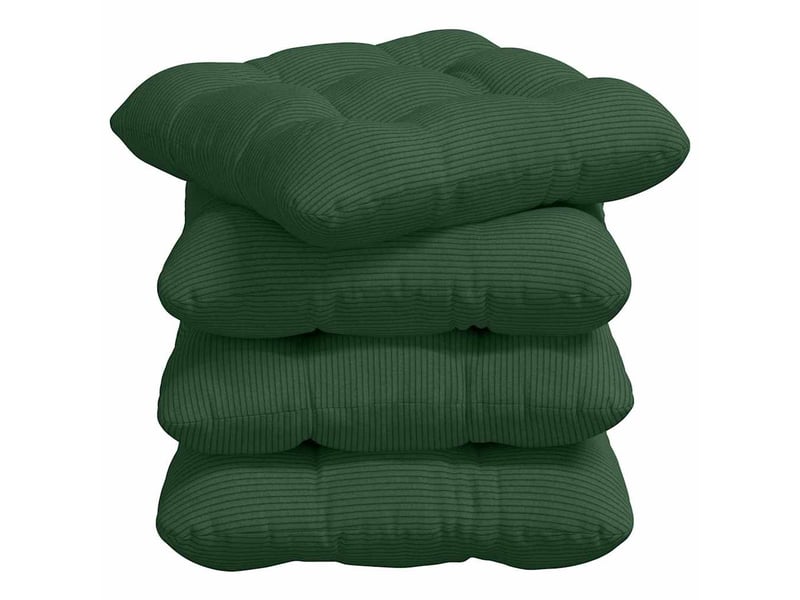  Lot de 4 coussins de siège, coussins décoratifs tissu en velours côtelé vert foncé cf59998  - Conforama A