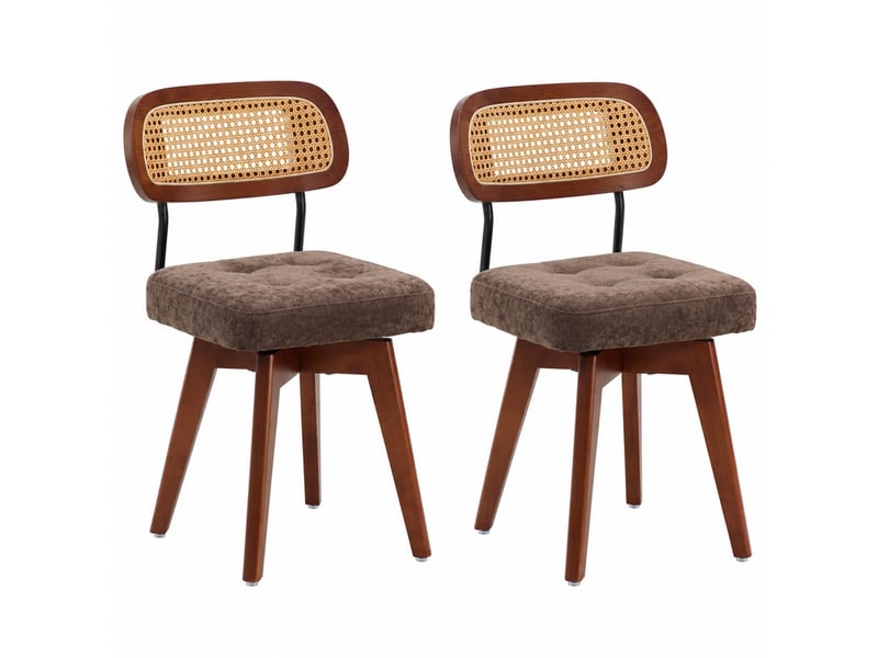  Lot de 2 chaises pivotantes 360° 43x50x77 cm en chenille marron chicfurn  - Conforama A
