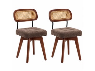 Lot de 2 chaises pivotantes 360° 43x50x77 cm en chenille marron chicfurn