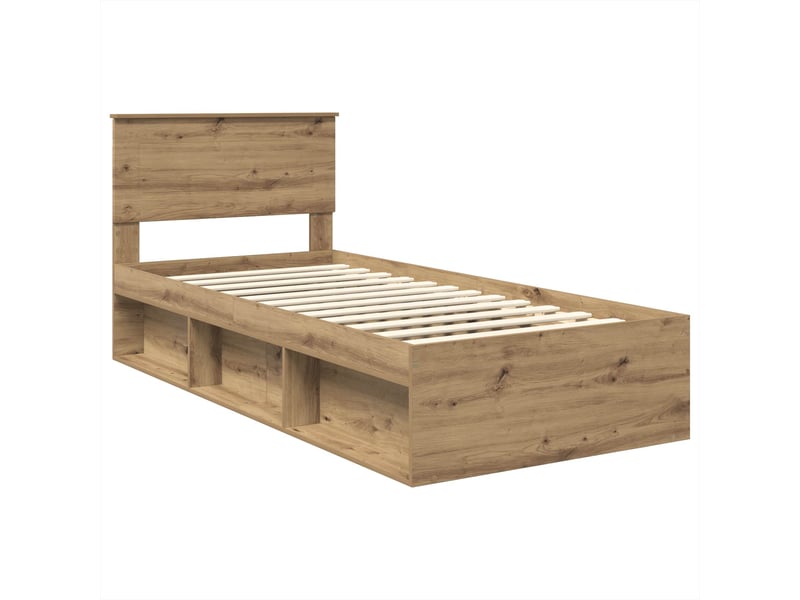  Lit simple- lit adulte -  cadre de lit chêne artisan 100 x 200 cm bois d'ingénierie  - Conforama C