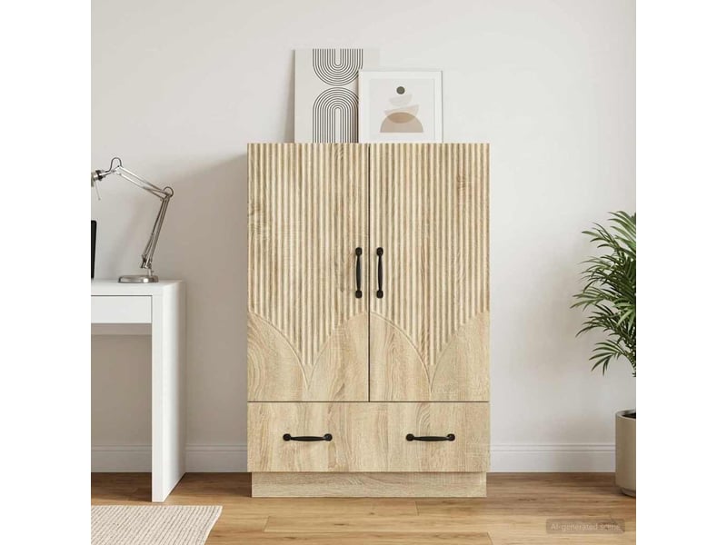  Buffet - bahut - meuble de rangement chêne sonoma 66 x 34,5 x 92 cm bois d'ingénierie  - Conforama C