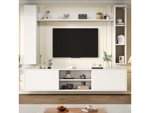 Meuble tv coloris blanc 180 cm <strong>DESMIU</strong> <strong></strong>