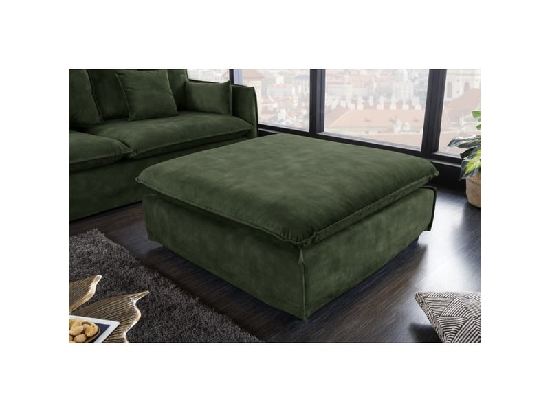  Pouf kalia – vert foncé – velours – style contemporain  - Conforama D
