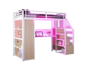Lit mezzanine 90x200 cm <strong>DZMDIP</strong>  <strong></strong> coloris blanc