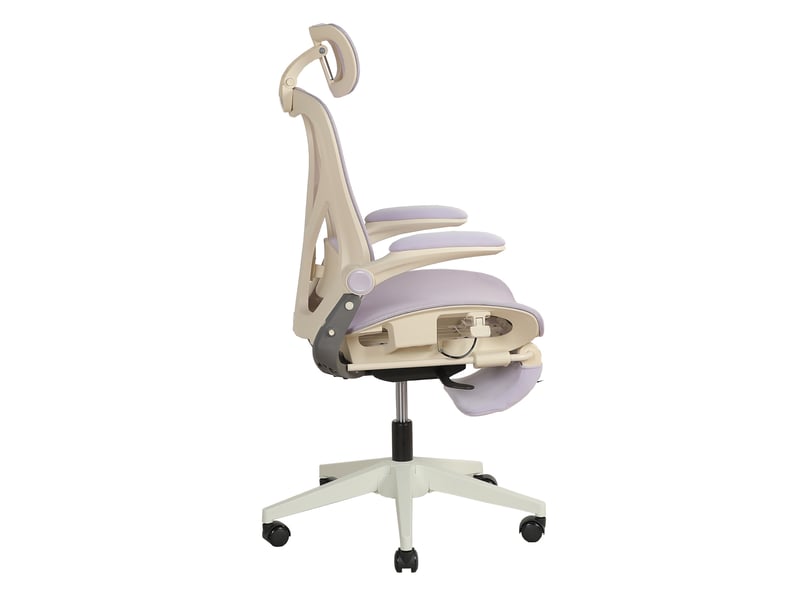 Chaise de bureau ergonomique pliable avec soutien lombaire et repose-pieds, violet evryae - Conforama A