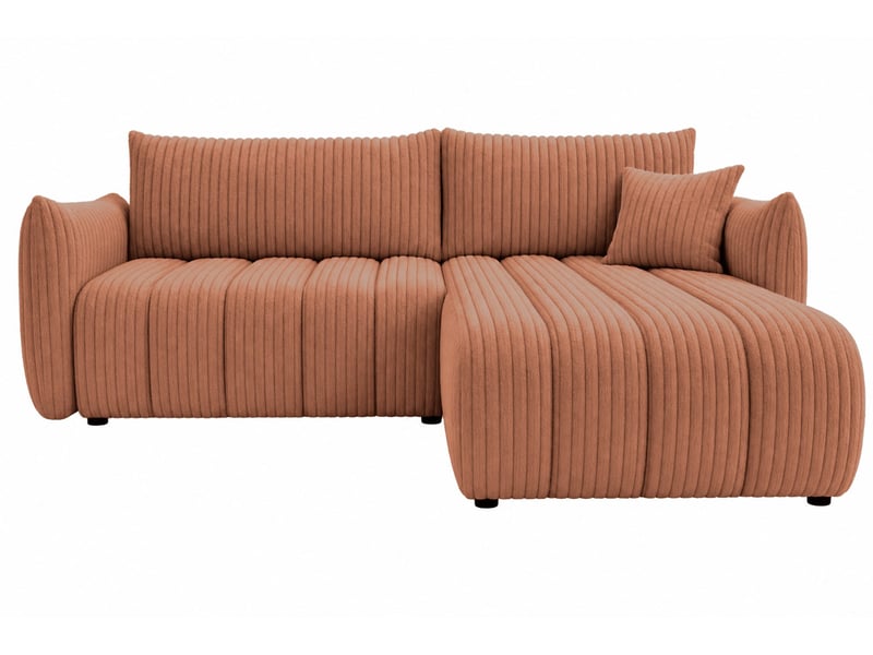  Moorea - canapé d'angle convertible gros velours côtelé 4 places terracotta  - Conforama A
