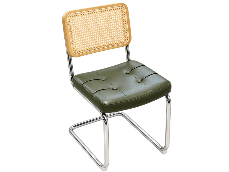  Lot de 4 chaises de salle à manger style breuer, simili cuir, pieds chromés, design moderne mid-century  - Conforama A