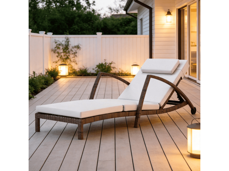 Bain de soleil transat à roues chaise lounge roues usage extérieur lit de repos moderne un seul exemplaire - Conforama B