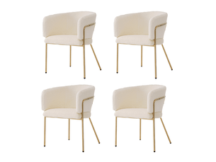 Lot de 4 chaises, effet duvet de lapin blanc, quatre pieds métalliques, style élégant, pour salon et chambre