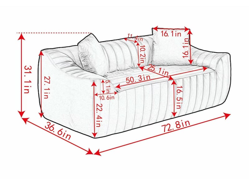  Canapé 2 places blanc à capitonnage vertical en tissu technique homvra  - Conforama A