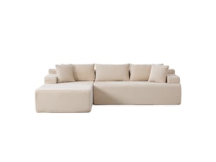 Canapé d'angle modulable 4 places avec chaise longue en chenille beige
