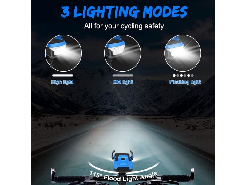  Lampe vélo usb rechargeable 550 lumen led avec alarme et support téléphone, pour vtt vélo route scooter -a  - Conforama B