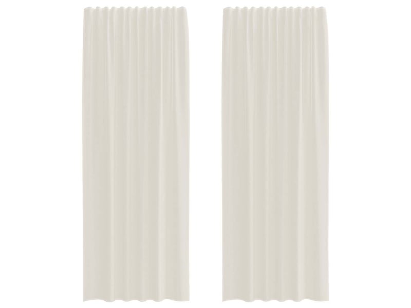  Lot de 2 rideaux en voile, voilages à œillets couleur crème cf44257  - Conforama A