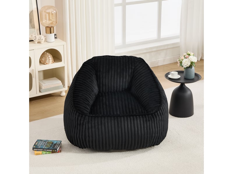  Pouf fauteuil en velours côtelé avec mousse à mémoire de forme, doux et confortable  - Conforama B