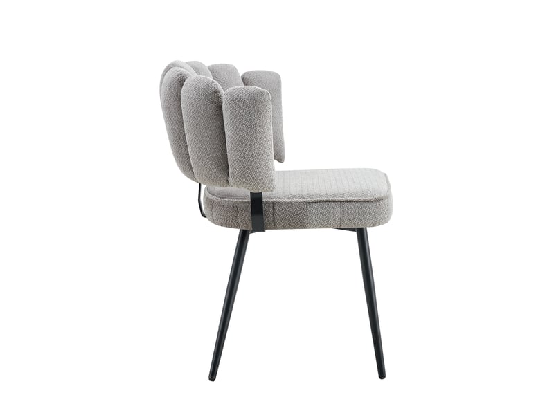  Lot de 2 chaises de salle à manger 48x46x80cm hellgrau - en velours texturé avec dossier fêtard et pieds en métal noir  - Conforama A