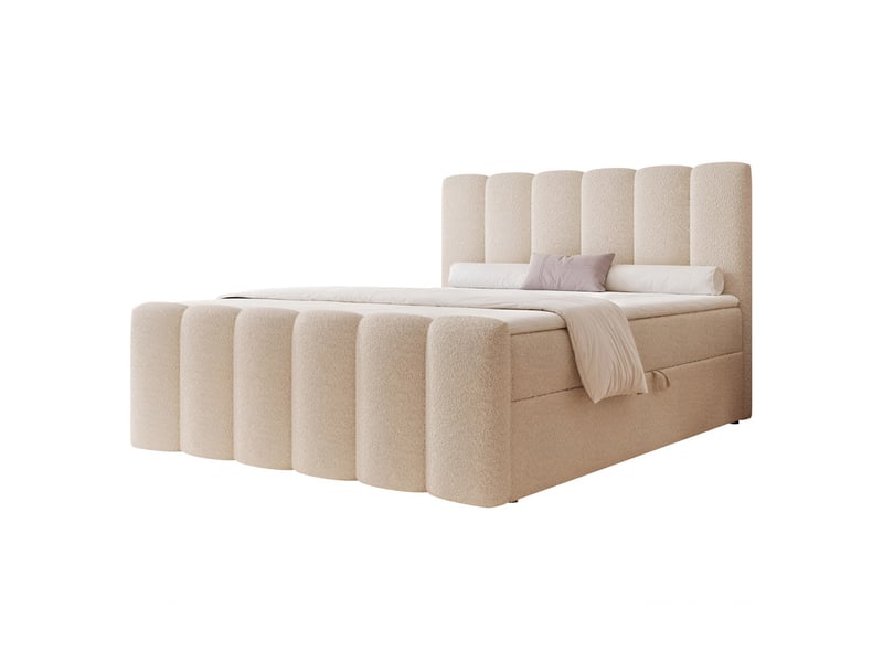  Lit adulte ferrero - 180x200 cm - avec matelas à ressorts - coffre de rangement à ouverture latérale - beige FERRERO - Conforama A