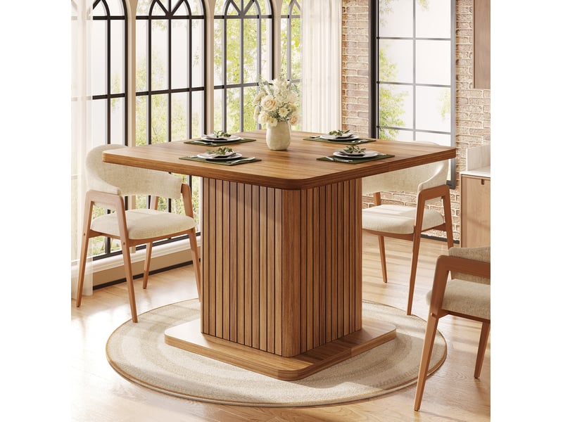 Table à manger carrée avec rangement 80x80x76 cm mdf effet bois foncé - Conforama B