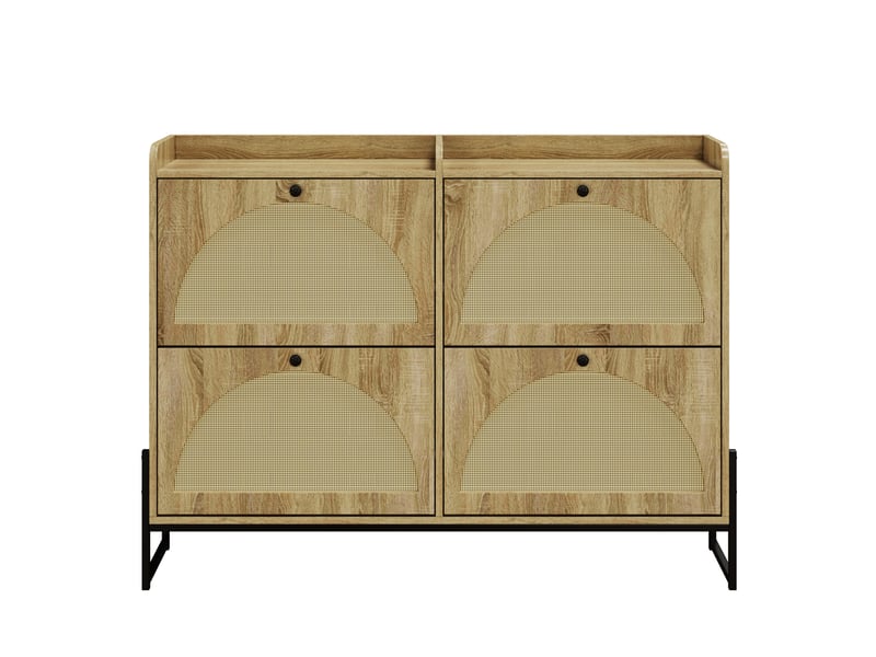  Meuble à chaussures 4 abattants réglables, rangement chaussures étroit pour entrée et couloir, design compact  - Conforama A