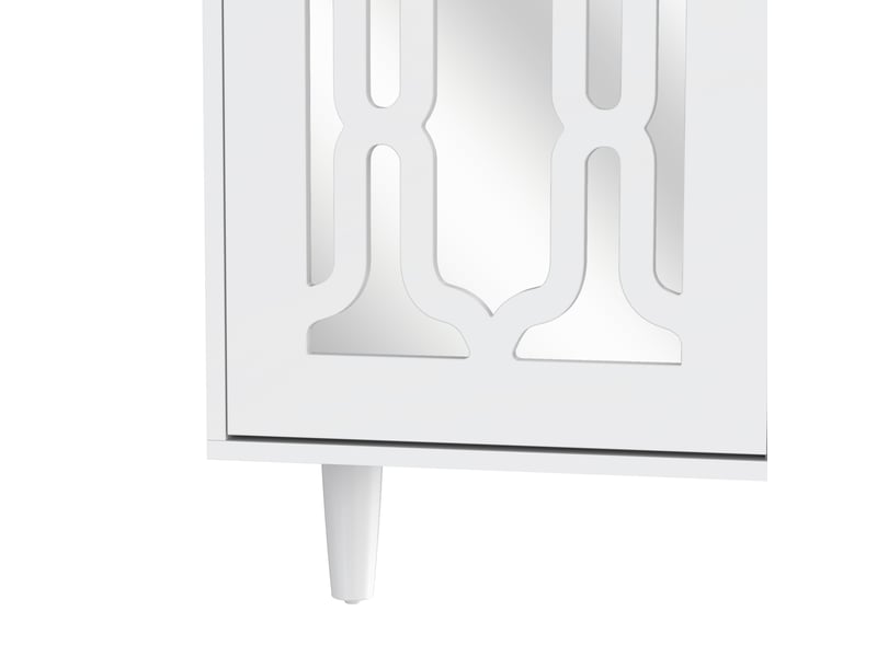  Buffet haut blanc à miroirs et 4 tiroirs – mdf – 147,5 x 40 x 102 cm  - Conforama E