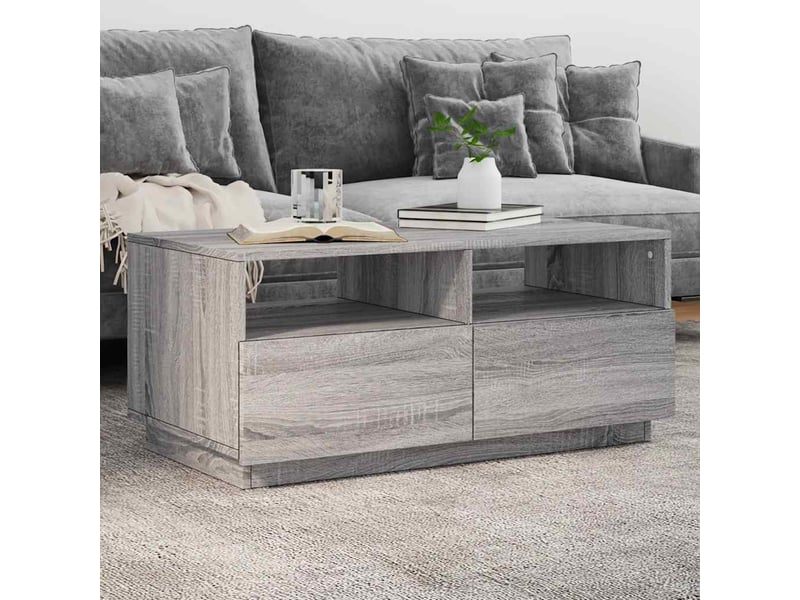  Table basse - table de salon - table à thé avec lumières led sonoma gris 90x49x40 cm  - Conforama B
