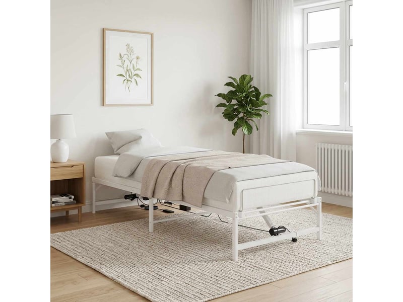  Lit simple- lit adulte -  cadre de lit électrique réglable blanc 80 x 200 cm acier  - Conforama C