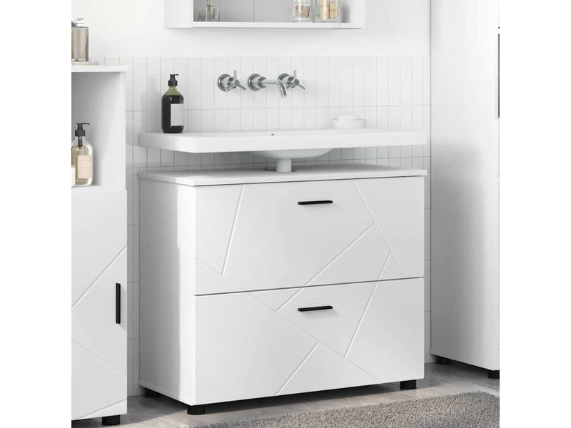  Cabinet de salle de bain, armoire salle de bain avec tiroir blanc 76,5 x 35 x 64 cm cf65229  - Conforama B