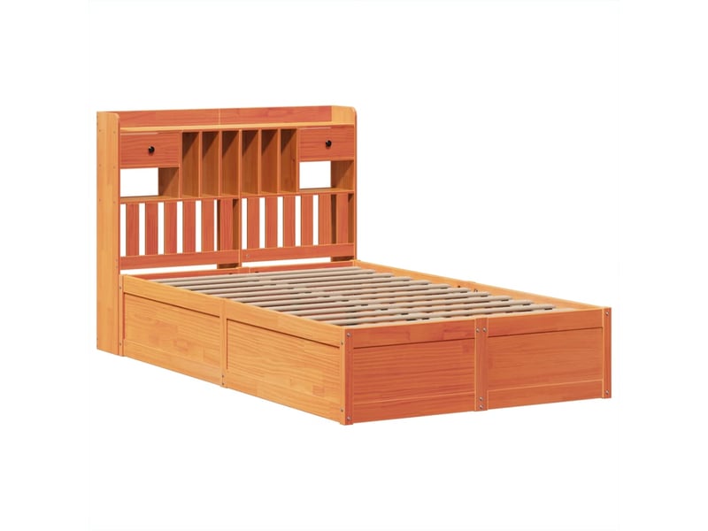 Lit double- lit adulte -  cadre de lit sans matelas  marron 135x190cm bois pin massif  - Conforama B