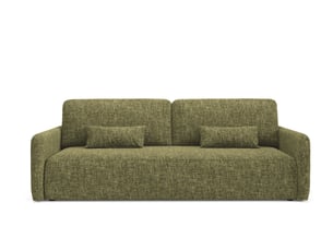 Canapé droit convertible   4 places Tissu vert avec coffre de rangement