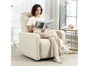 Fauteuil relax manuel  <strong>PANGIVO</strong> Tissu bouclette beige