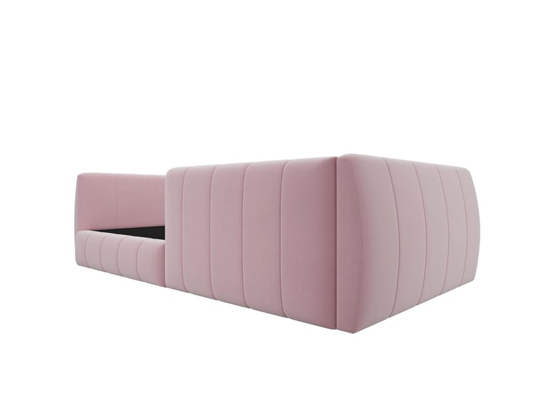  Lit enfant,90x200 cm,avec tête rembourrée,barrière de sécurité,velours,rose,  - Conforama E