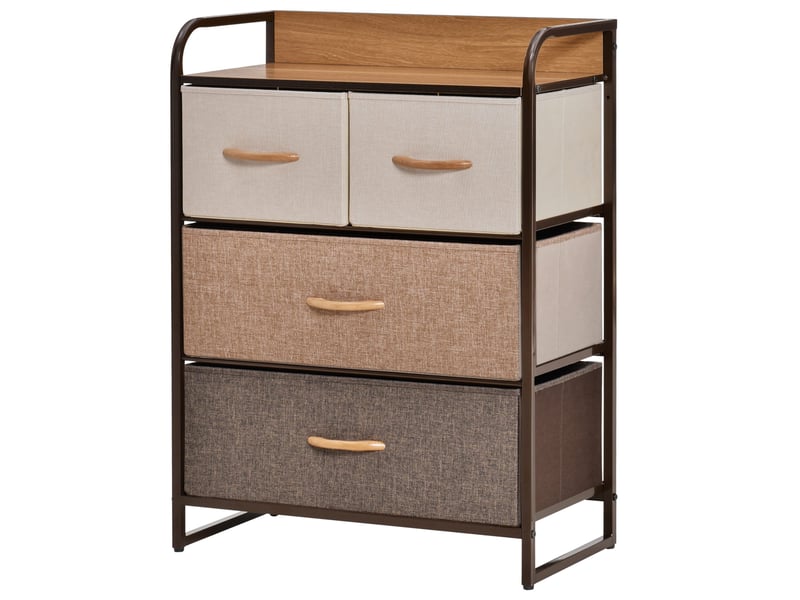 Commode meuble de rangement 4 tiroirs en tissu et métal 58 x 29 x 78,5 cm - Conforama B