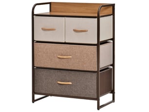 Commode meuble de rangement 4 tiroirs en tissu et métal 58 x 29 x 78,5 cm