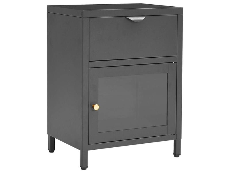 Lot de 2 tables de chevet - cabinet de chevet - table de nuit anthracite 40x30x54,5 cm acier et verre - Conforama B
