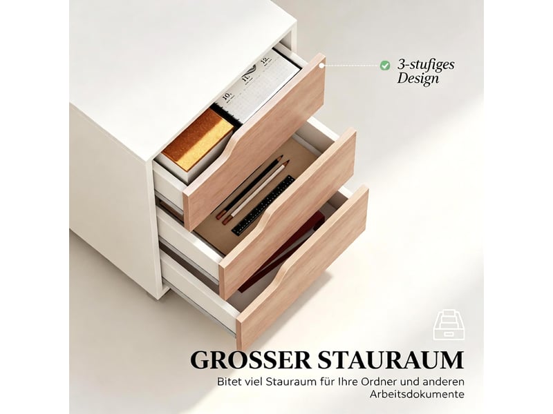  Rangement de bureau - velours - blanc - avec tiroirs 40x50x57.5cm - Conforama E