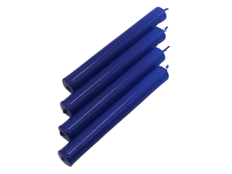  Lot de 4 bougies de table, bleues, dimensions : h x ø env. 17 x 2 cm  - Conforama D