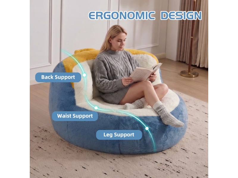  Pouf géant xxl en fausse fourrure multicolore – rembourrage en mousse – sans montage  - Conforama D