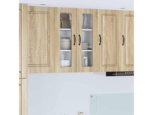 Meuble mural de cuisine, cabinet en verre mural chêne sonoma 60x31x80cm shl8793
