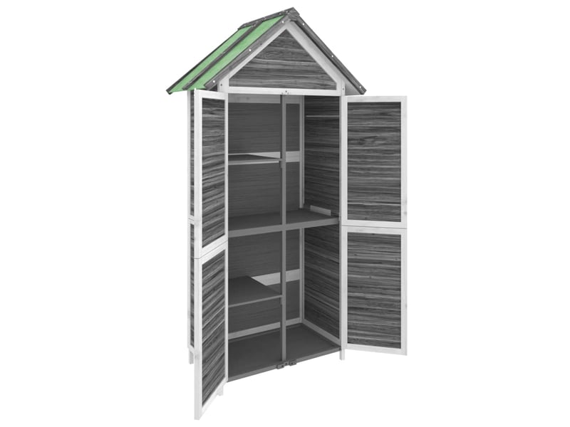Abri à outils de jardin | armoire à outils gris 89x52,5x175 cm bois massif pin - Conforama E