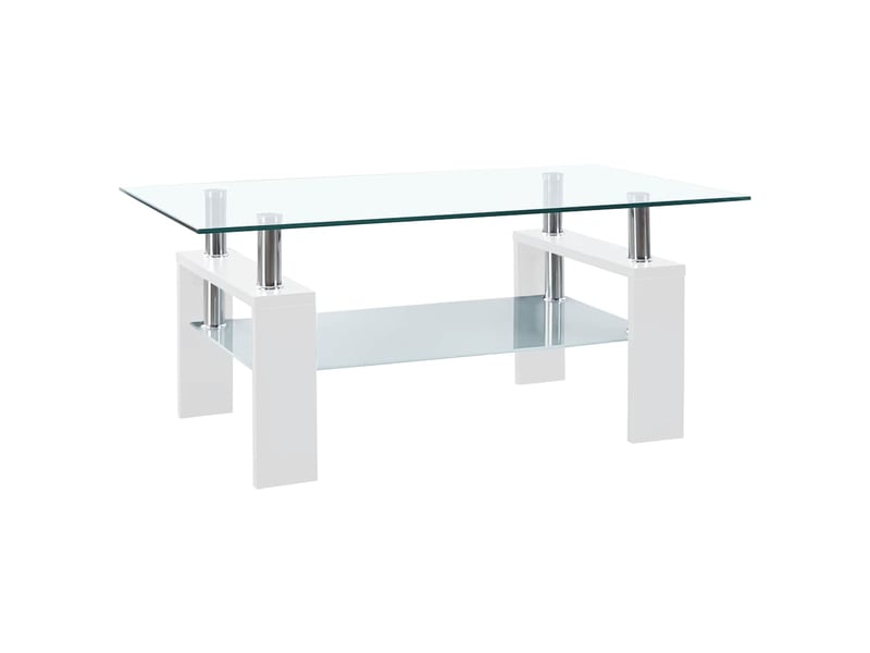  Table basse rectangulaire | table de salon blanc et transparent 95x55x40 cm verre trempé  - Conforama A