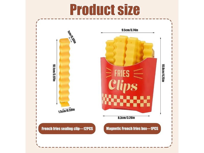 Lot de 12 pinces à frites mignonnes avec boîte de rangement magnétique - 10 x 1,4 cm - fixation magnétique puissante pour sacs de congélation - pour c GTR04889 - Conforama B
