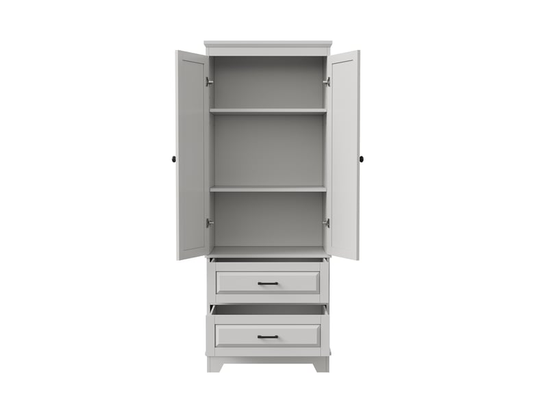  Armoire chambre penderie avec 2 portes 2 tiroirs, armoires de rangement avec  étagère réglable, 60x40x157 cm, blanc  - Conforama W