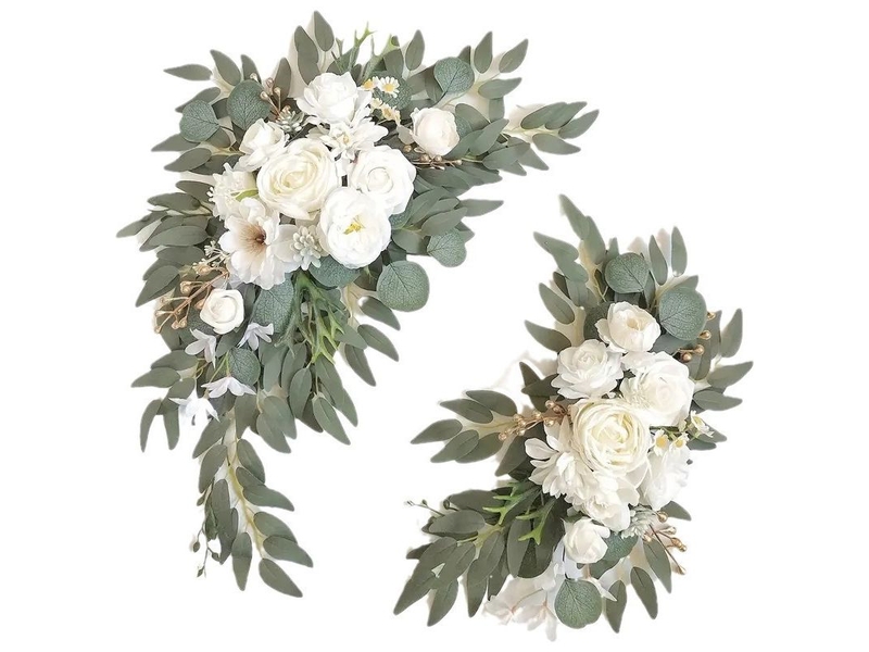 Kit de fleurs artificielles pour arche de mariage (un ensemble) convient pour la décoration de la cérémonie et de la réception de mariage (blanc) - Conforama A