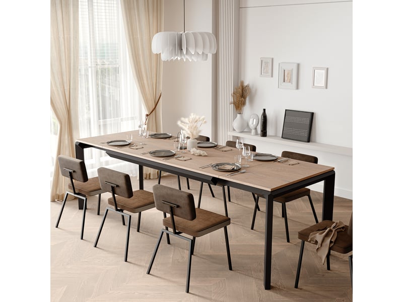  Table à manger extensible faro - 6-10 personnes - rectangulaire - 180x90x76 cm - cremona noir FARO - Conforama C