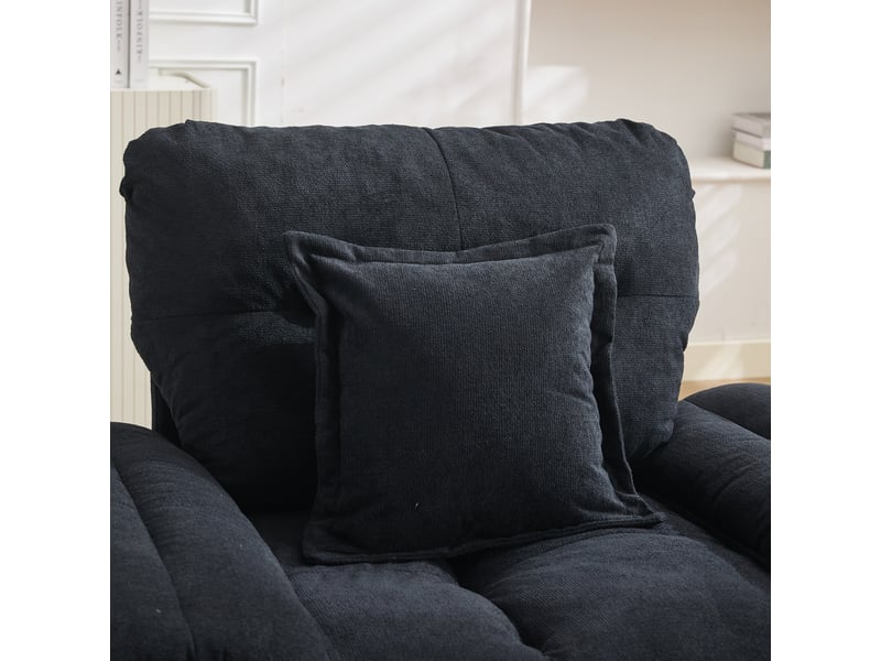  Fauteuil pivotant noir en tissu chenille – fauteuil rotatif 360° avec coussin de soutien pour salon et chambre  - Conforama D