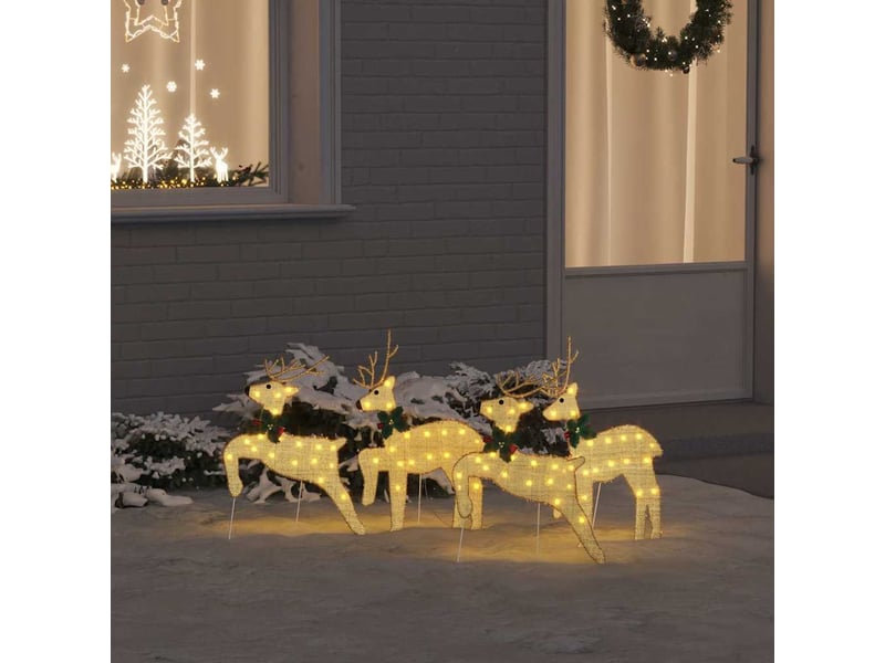 Lot de 4 rennes led, éclairage de noël, décoration de noël doré 45 x 19 x 65 cm tissu cf62087 - Conforama B