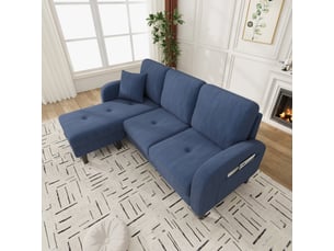 Canapé d'angle modulable avec méridienne 166 x 118 x 77 cm - canapé 3 places compact en velours côtelé