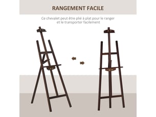 Chevalet d'artiste sur pieds dim. 51,5l x 71,5l x 134,5h cm réglable inclinaison 90° max. Bois de pin