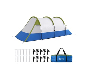 Tente de camping pour 2 personnes, crochet pour lanterne, trois entrées, imperméable, verte